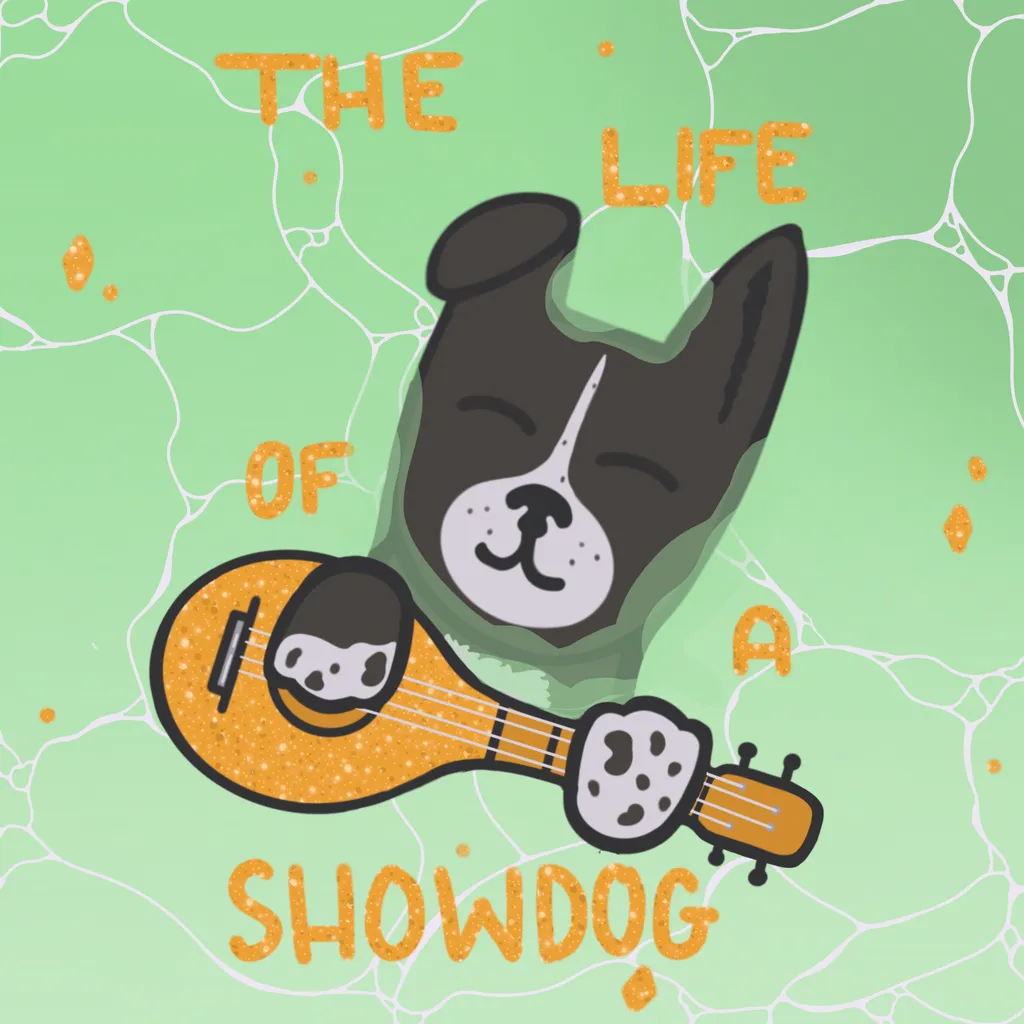 Caricature of a playful dog