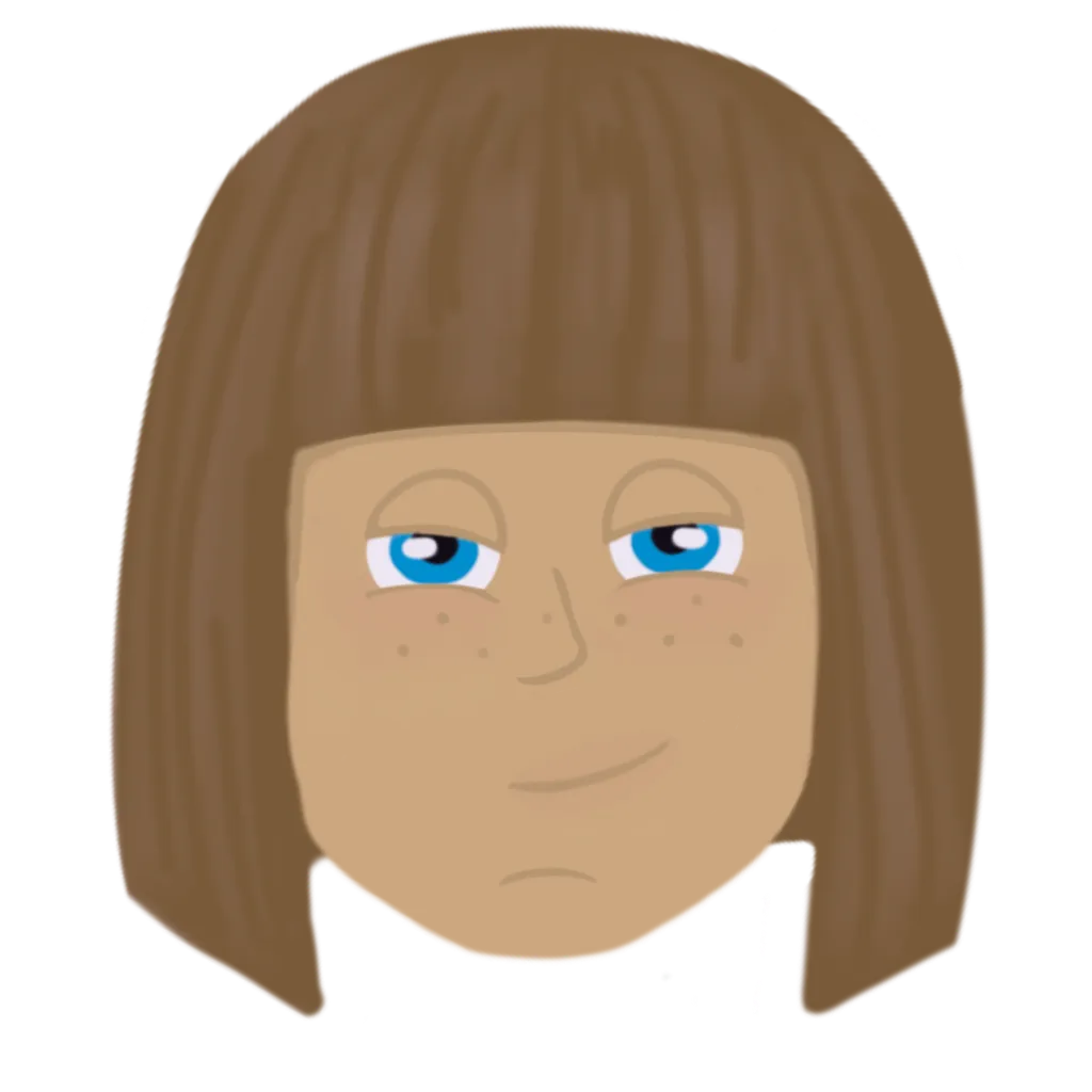 Character emote with a smug expression