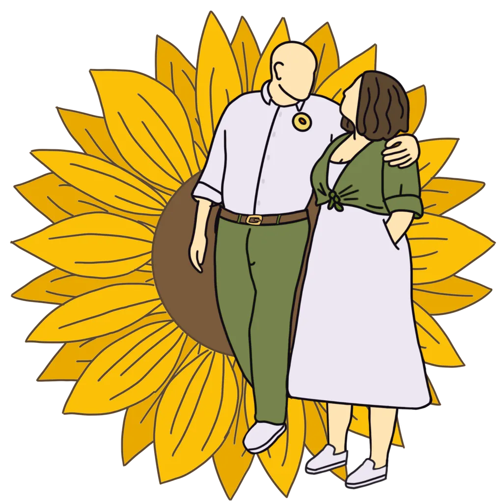 Full body anniversary commission of a couple by a sunflower