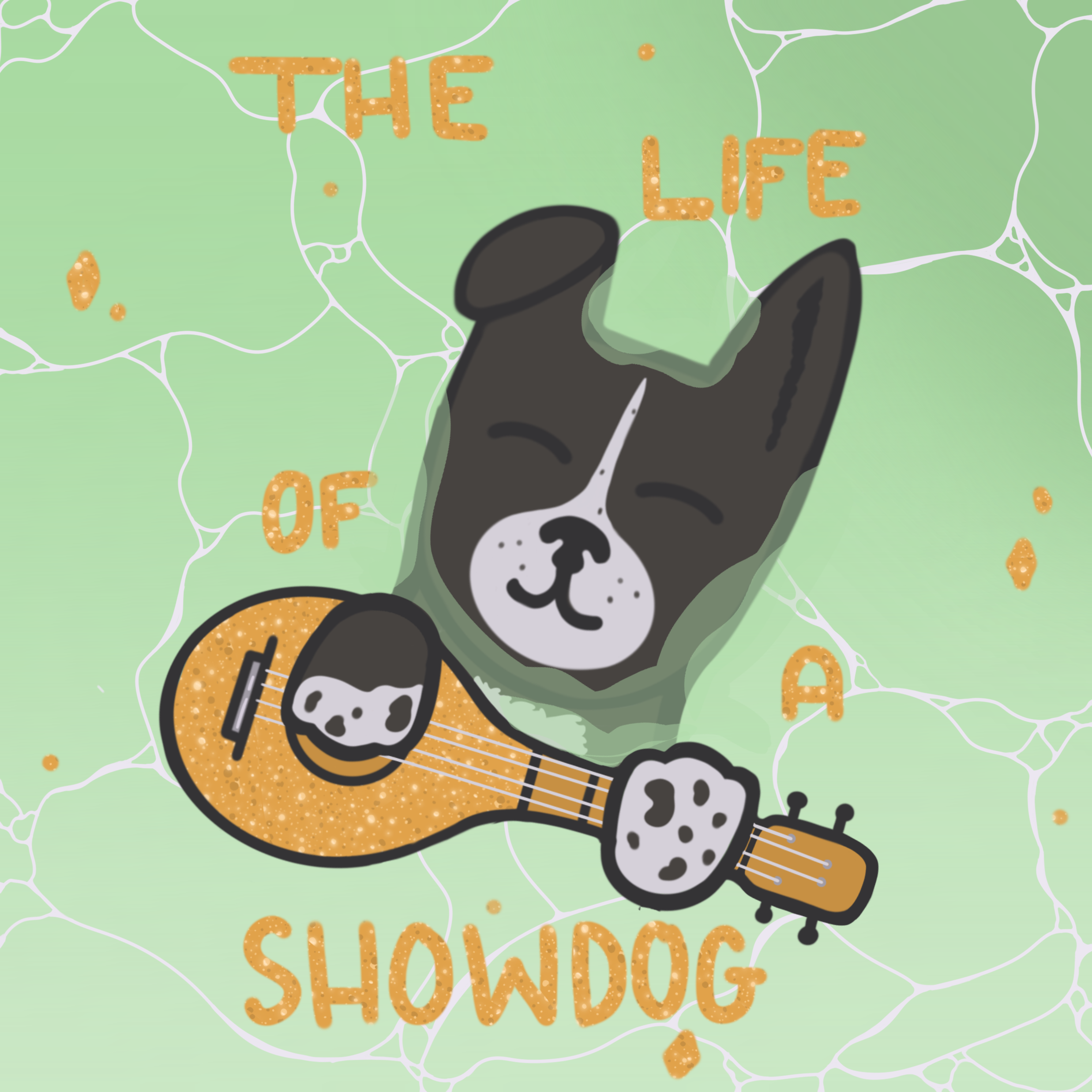 Caricature of a playful dog