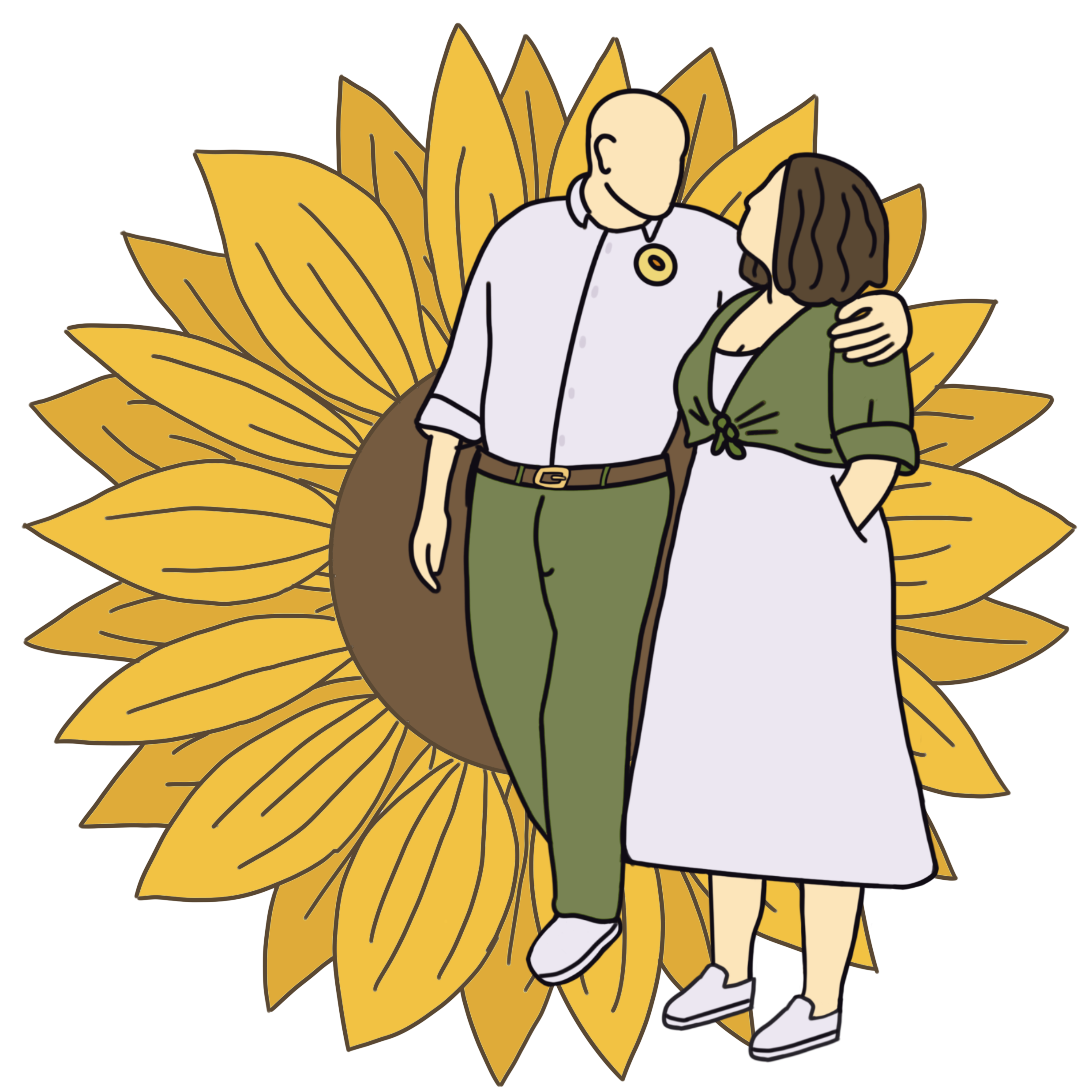 Full body anniversary commission of a couple by a sunflower